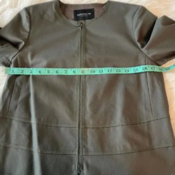 Lafayette‎ 148 NY Blazer Olive Green Zip Front Collarless Jacket Cropped Size S? - Picture 6 of 8